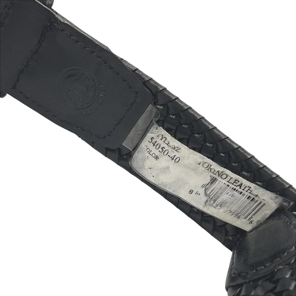 Torino Mens Woven Belt Cotton Elastic‎ Stretch Black Sz 40 Leather USA Made